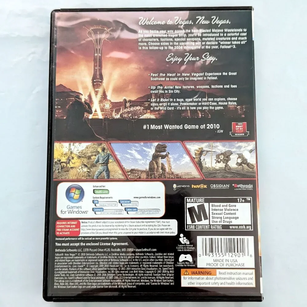 Fallout New Vegas PC Video Game 2010 Windows Bethesda Softworks Collectible
